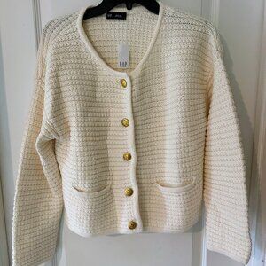 Textured Sweater Jacket in Ivory Frost from Gap